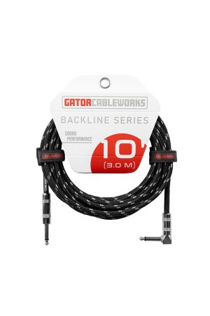 Gator Cableworks Backline Braided Series 10' Instrument Cable Straight - Right Black/Grey