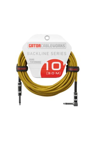 Gator Cableworks Backline Braided Series 10' Instrument Cable Straight - Right Tweed
