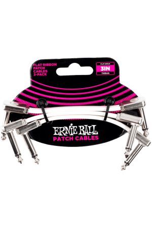 Ernie Ball P06384 3" Flat Ribbon Patch Cable 3-Pack White