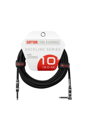 Gator Cableworks Backline Braided Series 10' Instrument Cable Straight - Right Black