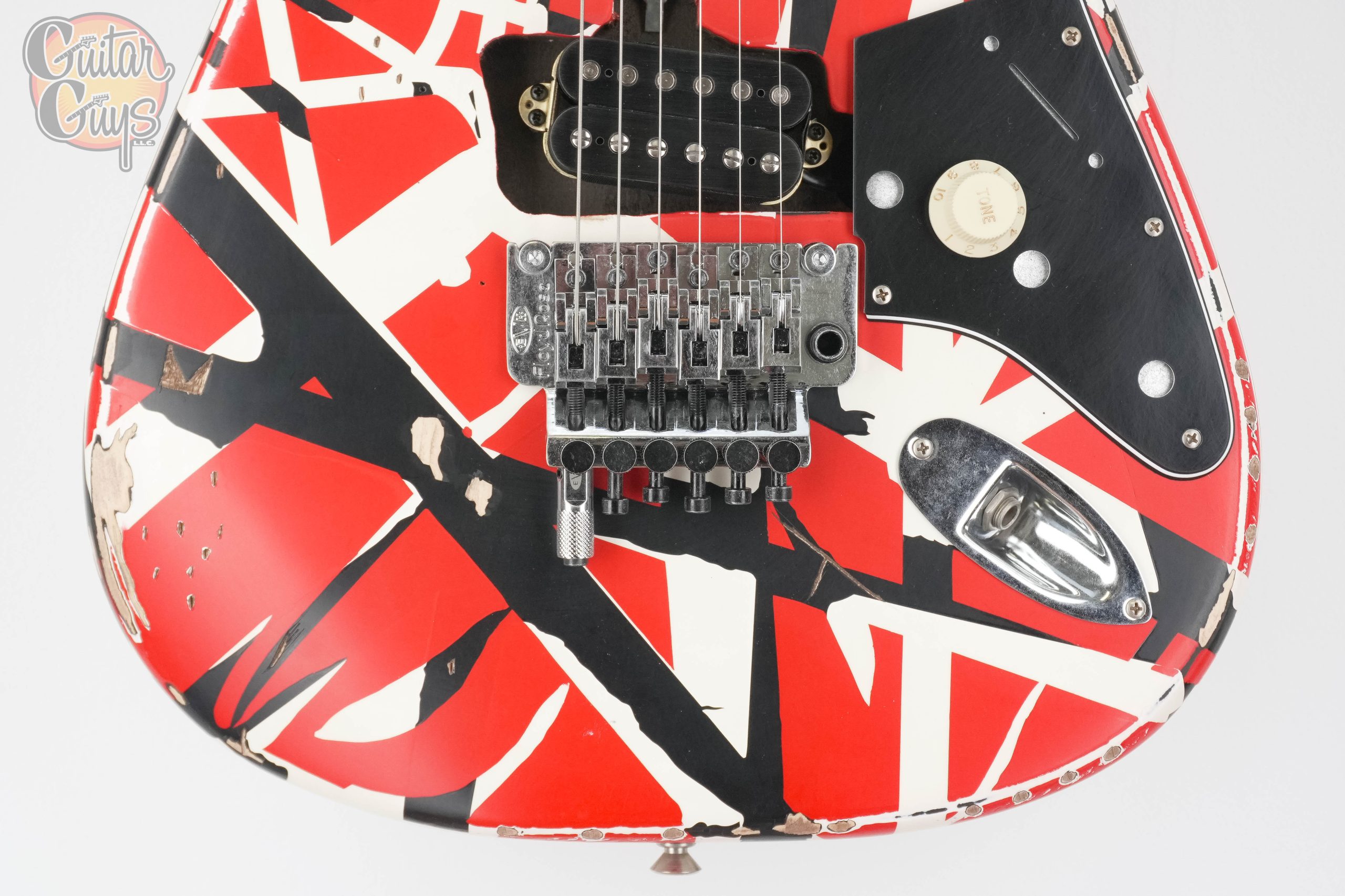 EVH Striped Series Frankenstein Relic Red with Black Stripes - Image 3