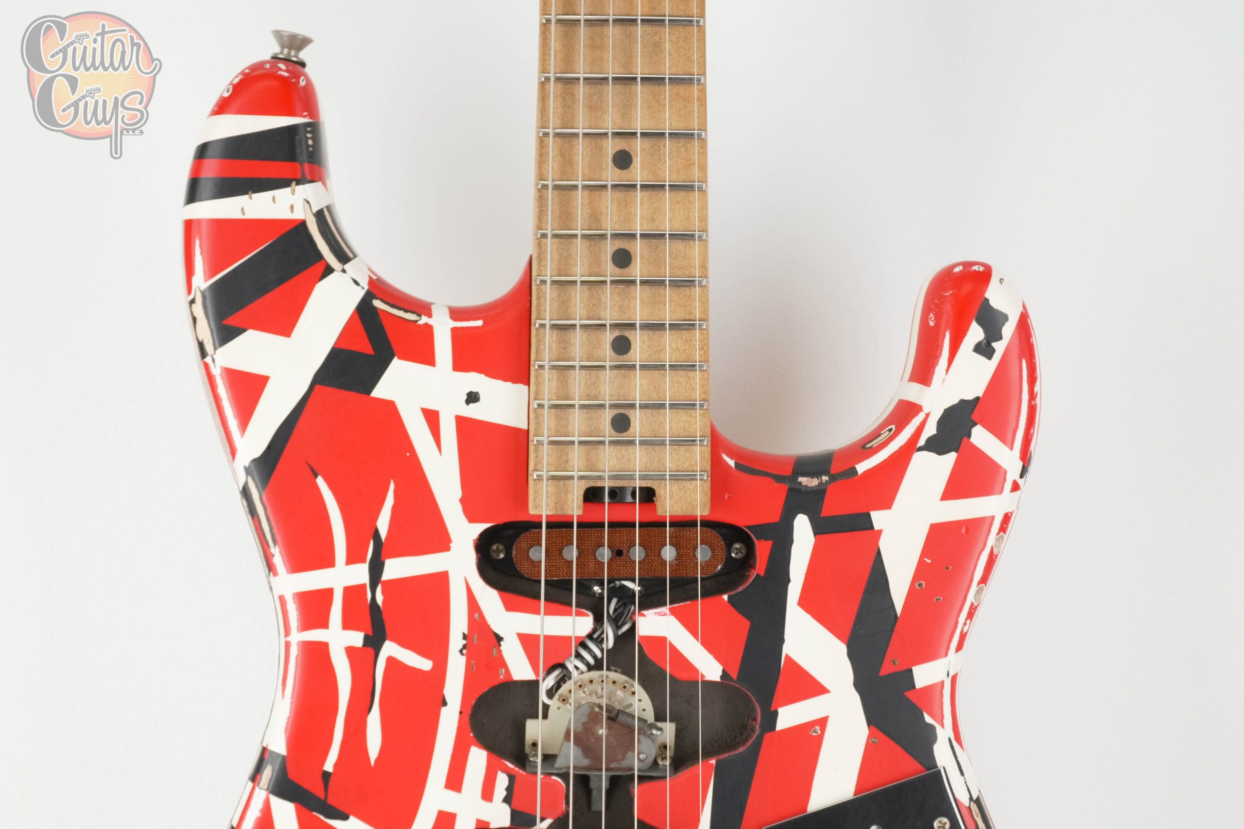 EVH Striped Series Frankenstein Relic Red with Black Stripes - Image 4