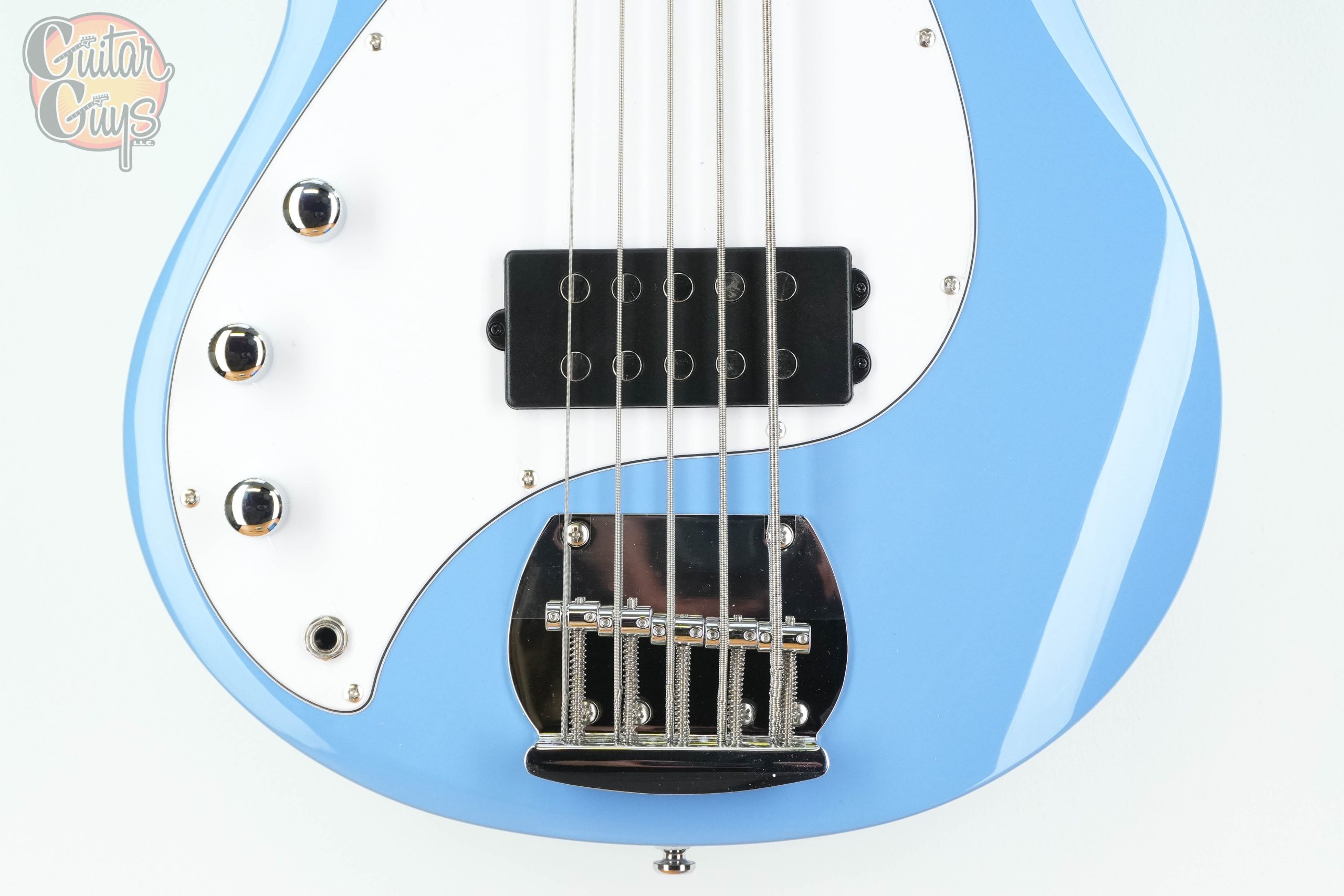 Sterling by Music Man Stringray Ray5 5-String Bass Left Handed Chopper Blue - Image 3
