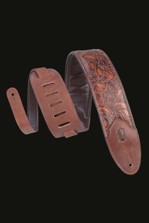 Levy's M4WP-006 3" Floral Leather Strap Dark Brown