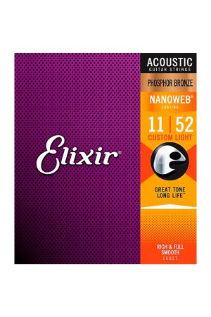 Elixir 16027 Acoustic Nanoweb Custom Light 11-52 Phosphor Bronze