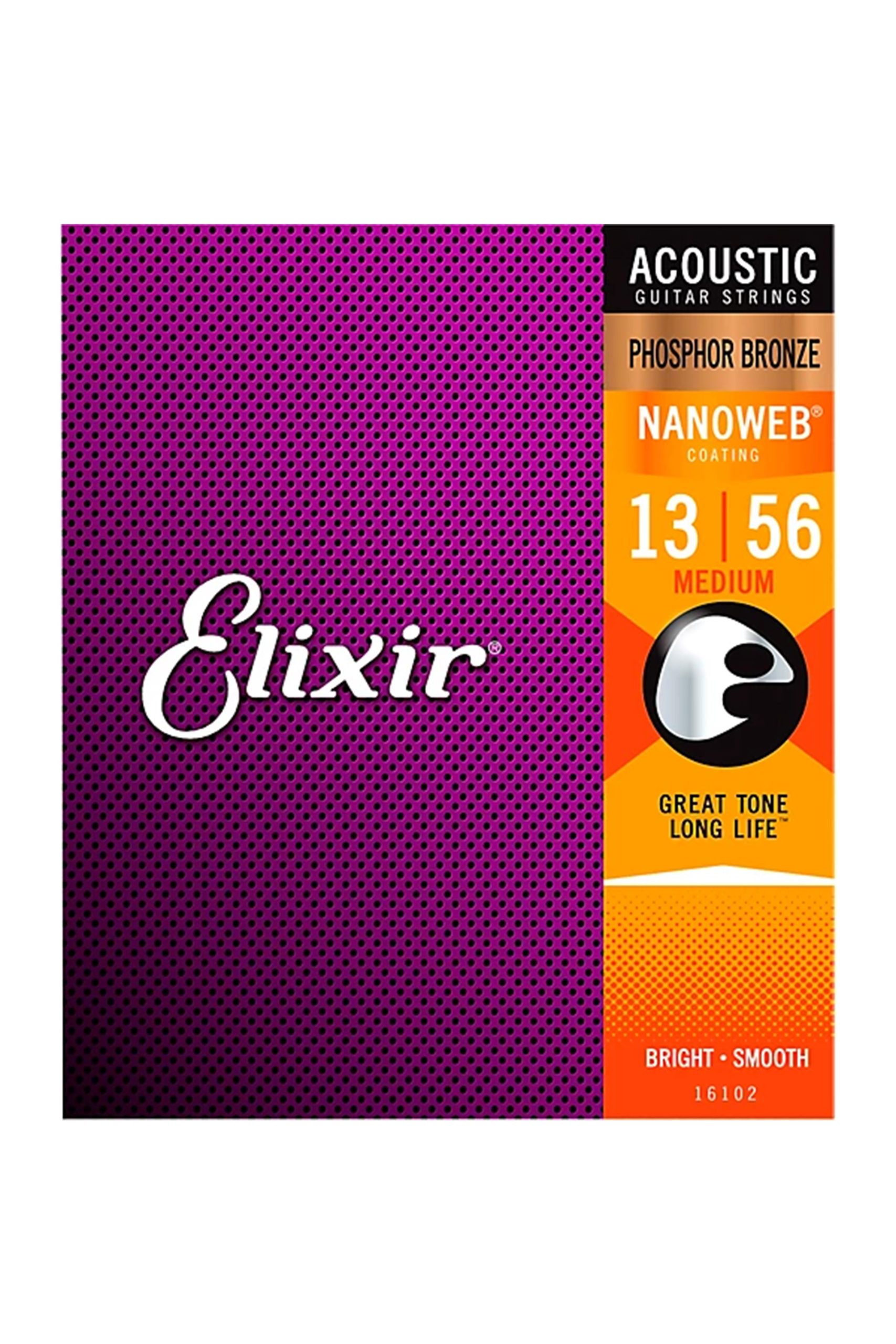Elixir 16102 Acoustic Nanoweb Medium 13-56 Phosphor Bronze
