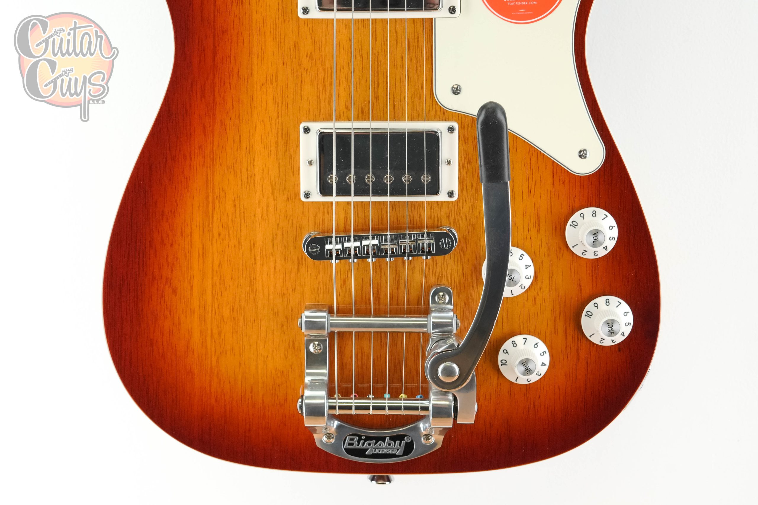 Squier Paranormal Troublemaker Telecaster Deluxe Bigsby Honey Sunburst - Image 5