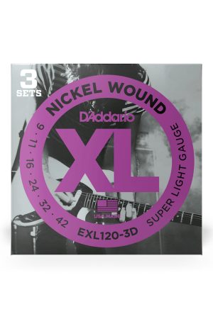 D'Addario 09-42 Super Light XL Nickel Electric Guitar Strings 3-Pack