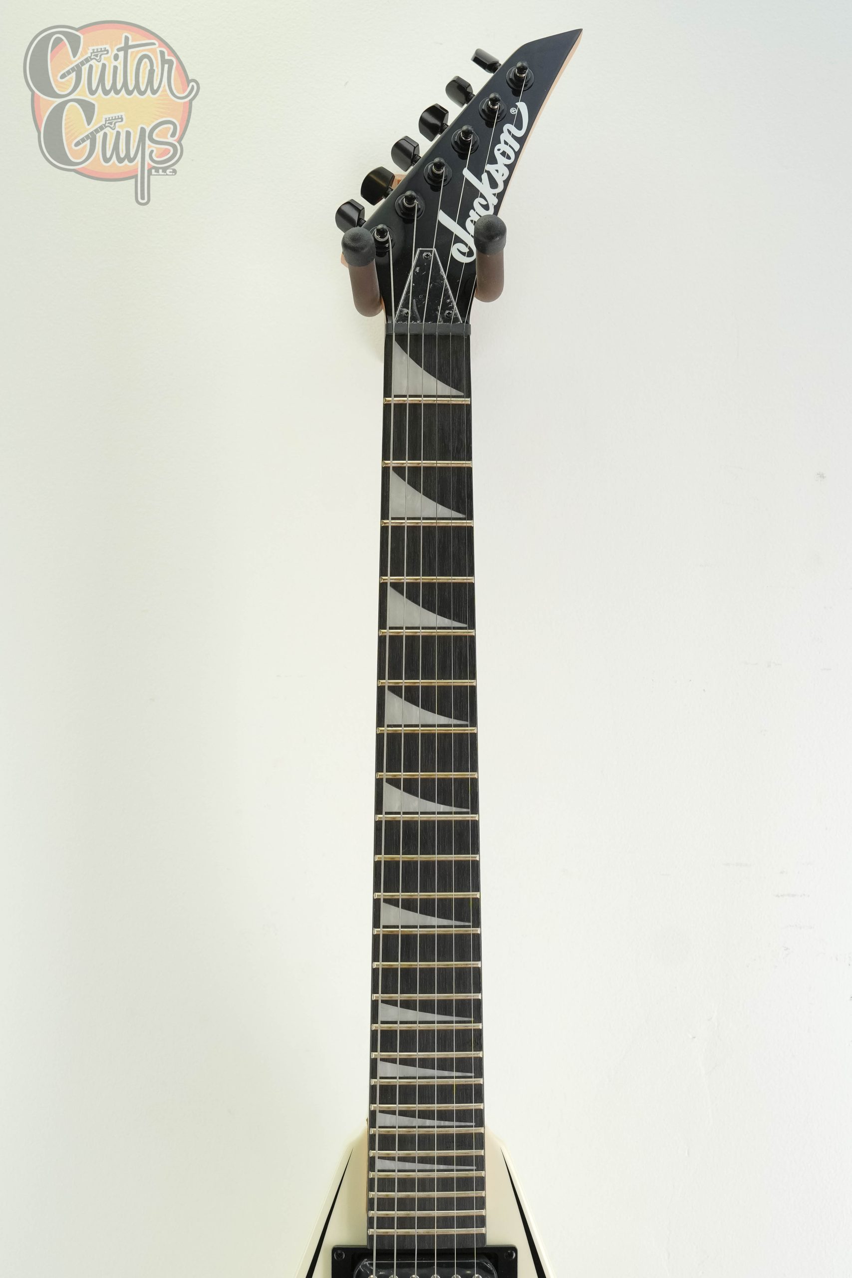 Jackson JS Series RR Minion JS1XM Snow White with Black Pin Stripes - Image 2