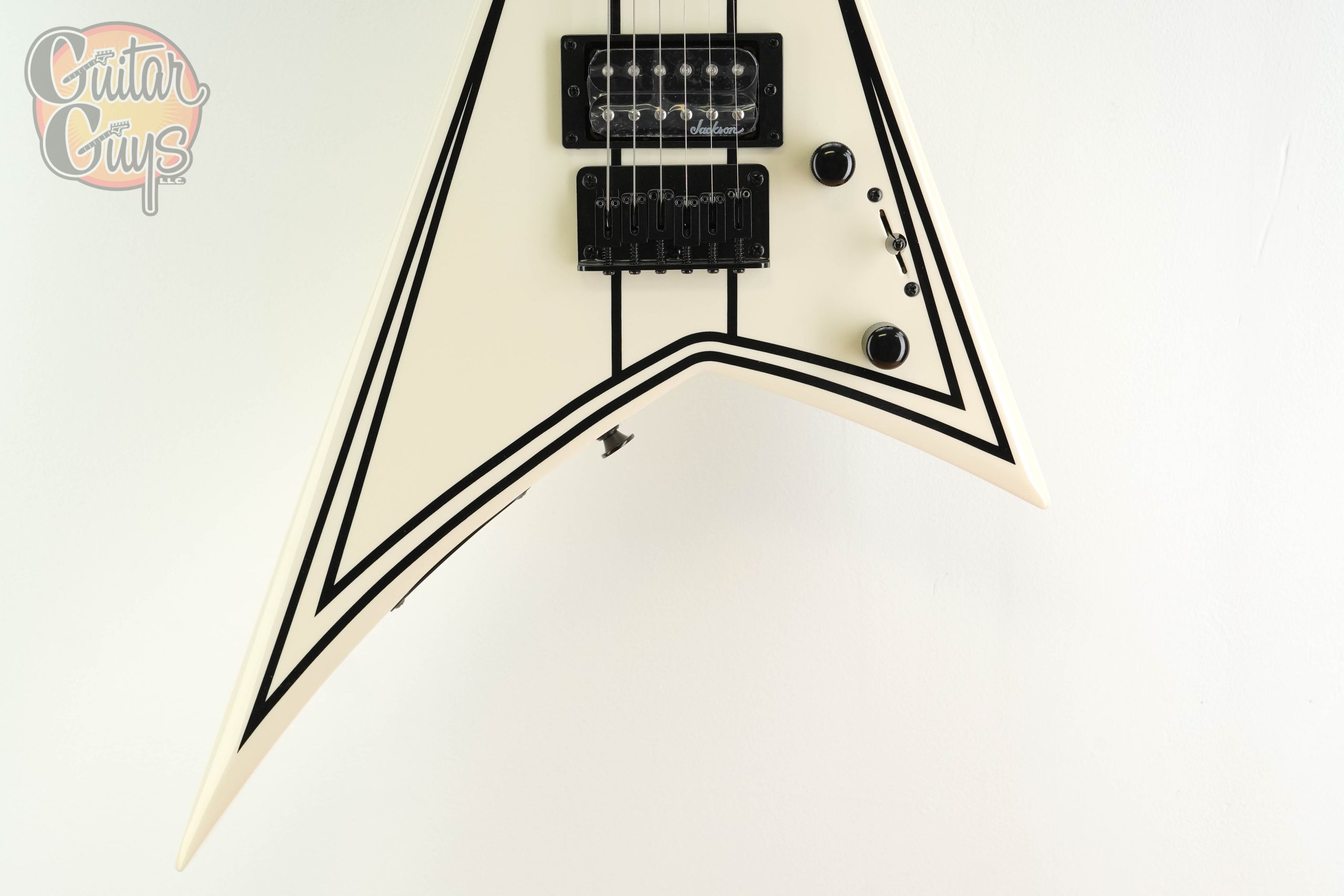 Jackson JS Series RR Minion JS1XM Snow White with Black Pin Stripes - Image 3