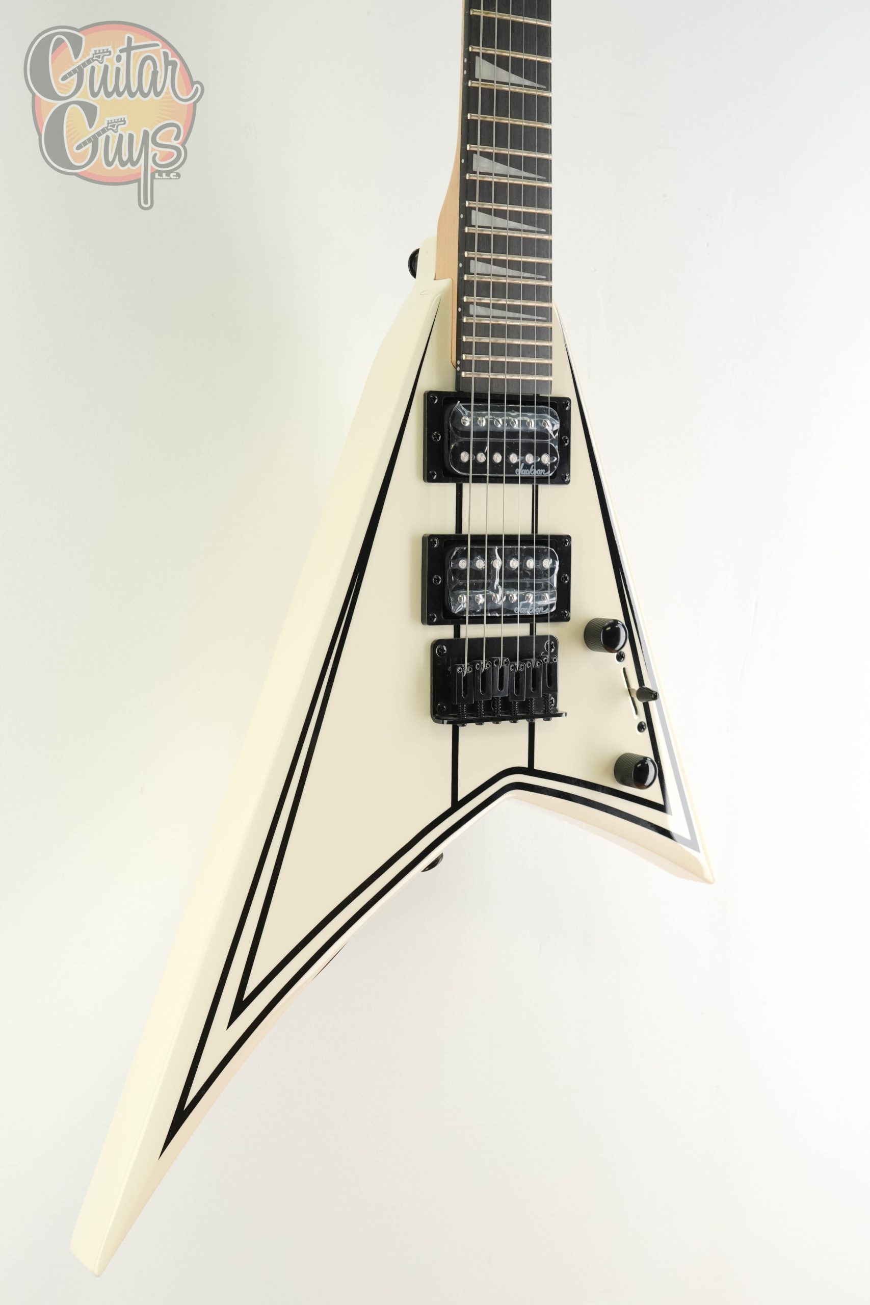 Jackson JS Series RR Minion JS1XM Snow White with Black Pin Stripes - Image 5