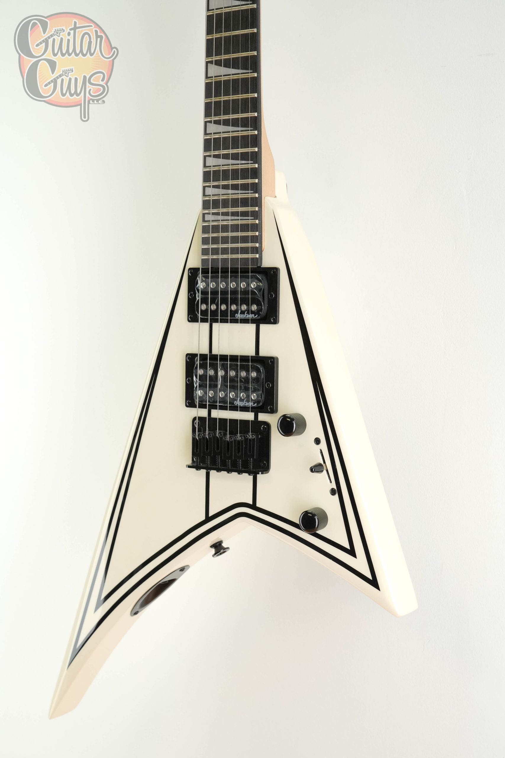 Jackson JS Series RR Minion JS1XM Snow White with Black Pin Stripes - Image 6