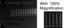 Owandy Opteo Phantom Test with Gold Fluke 20 lp/mm phantom