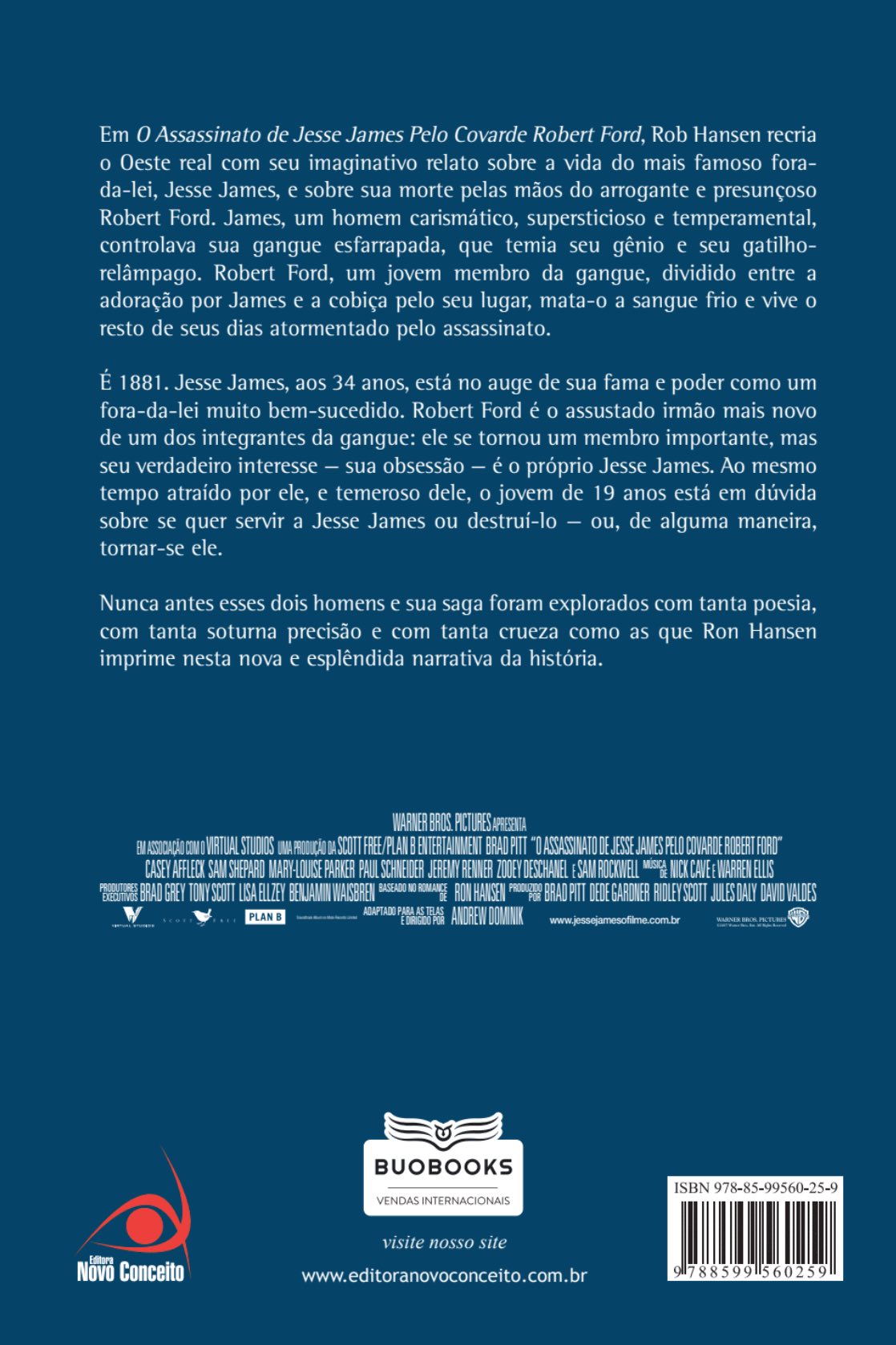 Contra capa do livro O Assassinato de Jesse James pelo Covarde Robert Ford