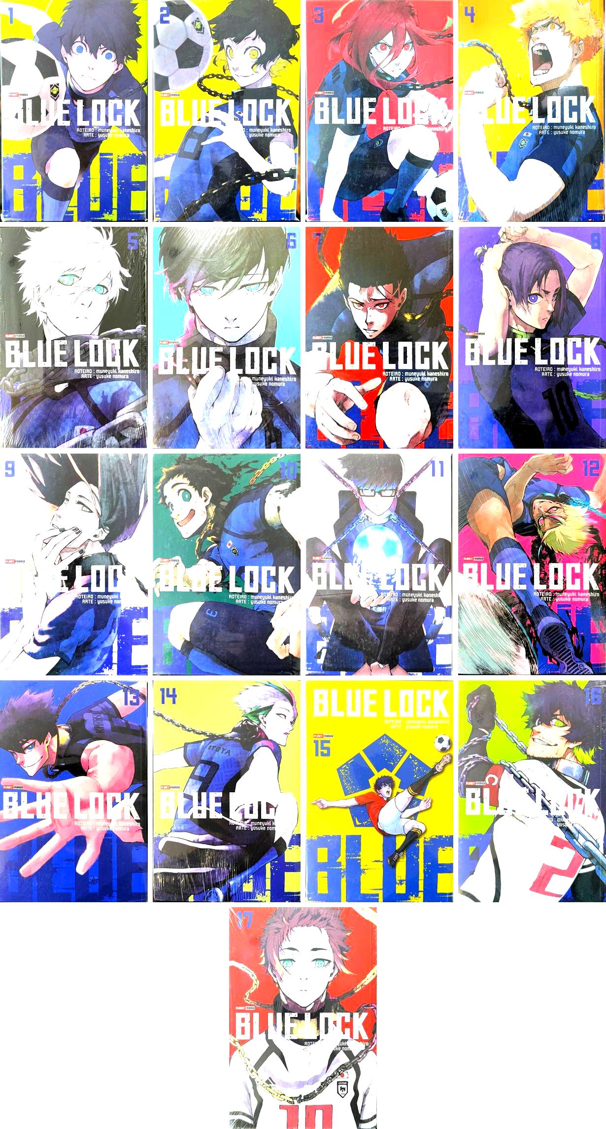 Coleção Mangá Blue Lock 1 Ao 17 (Em Português)