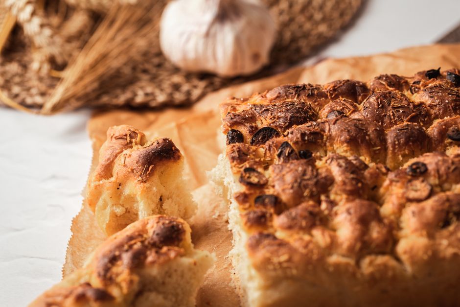 Rosemary Focaccia slab at Flour and Salt