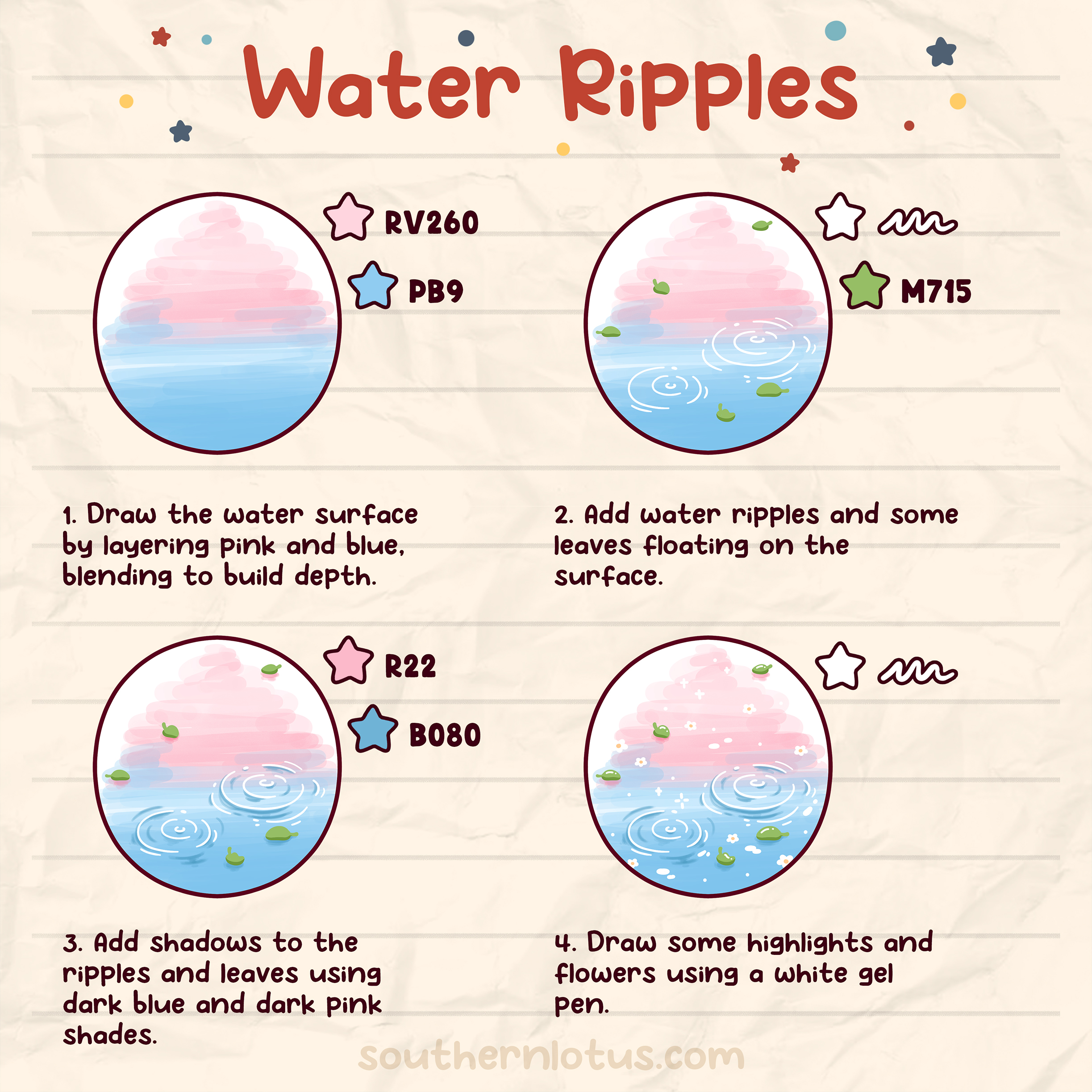 Water ripples cute coloring page tutorial