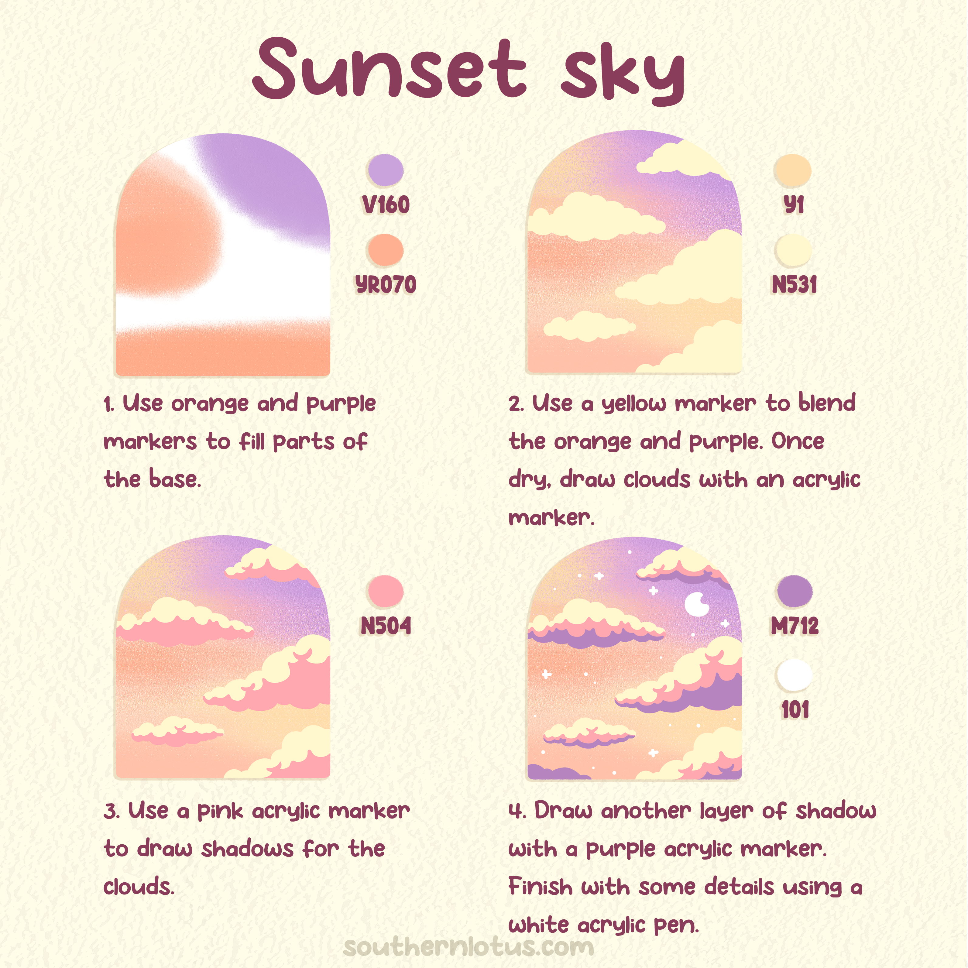 Southern Lotus tutorial: how to color a sunset sky