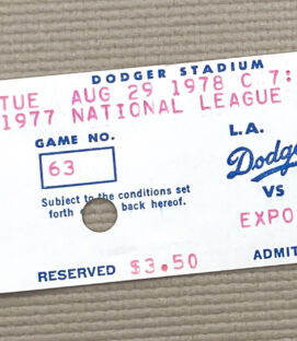 Los Angeles Dodgers vs Expos 1978 Ticket Stub