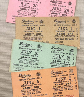 Junior Dodgers 1974 Ticket Stubs