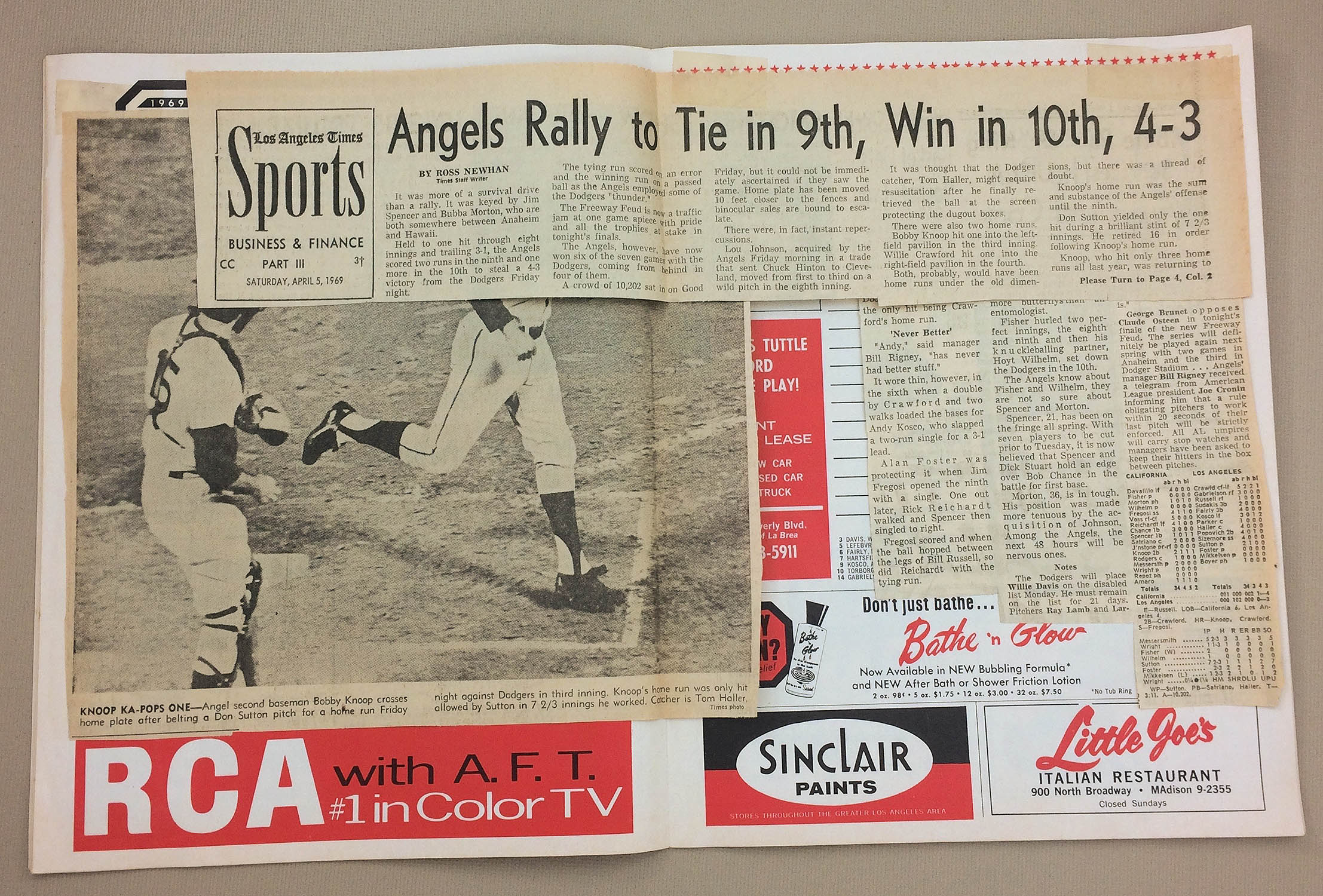 Dodgers 1967 scorecard Dodgers vs Angels Freeway Series