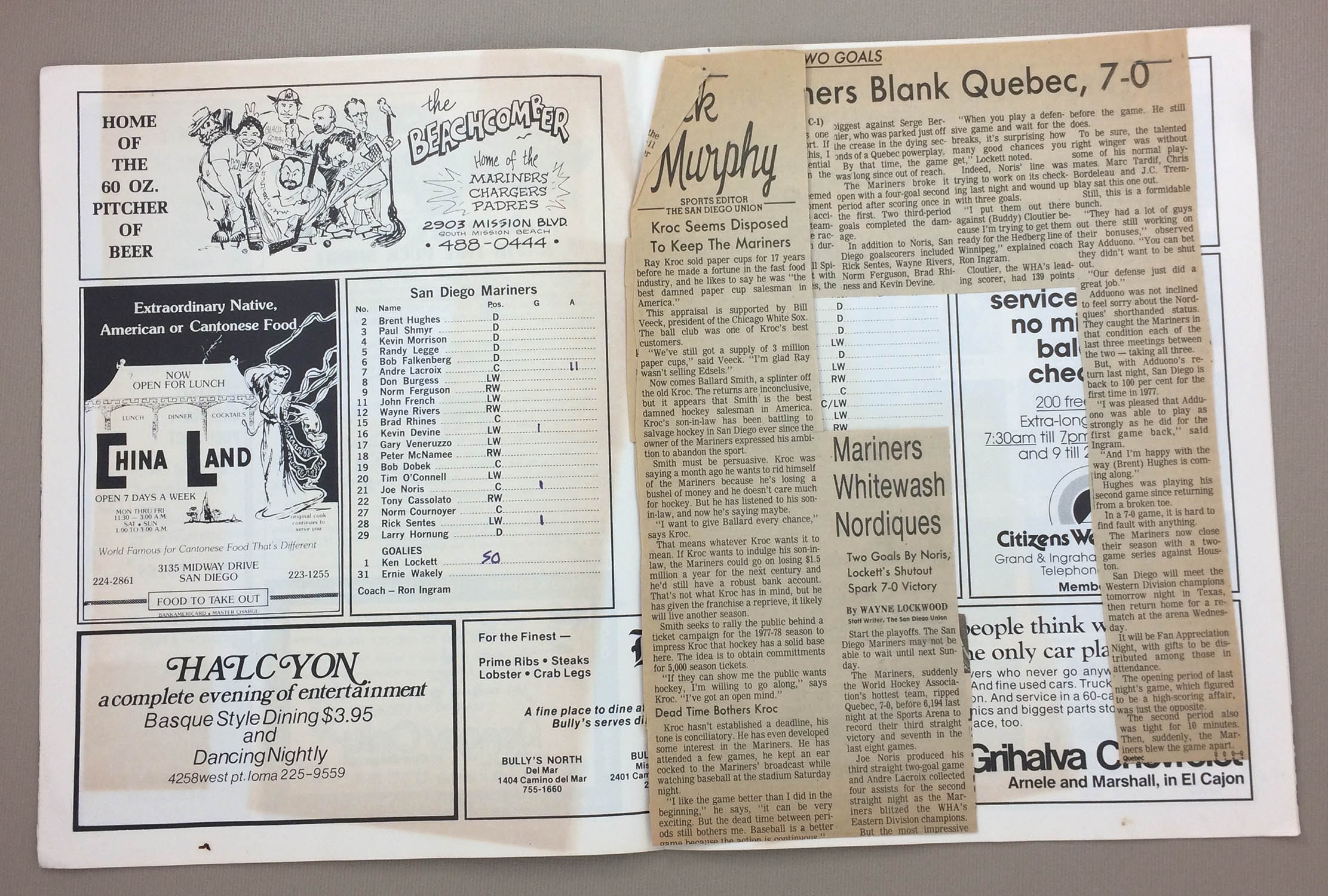 San Diego Mariners vs Quebec Nordiques