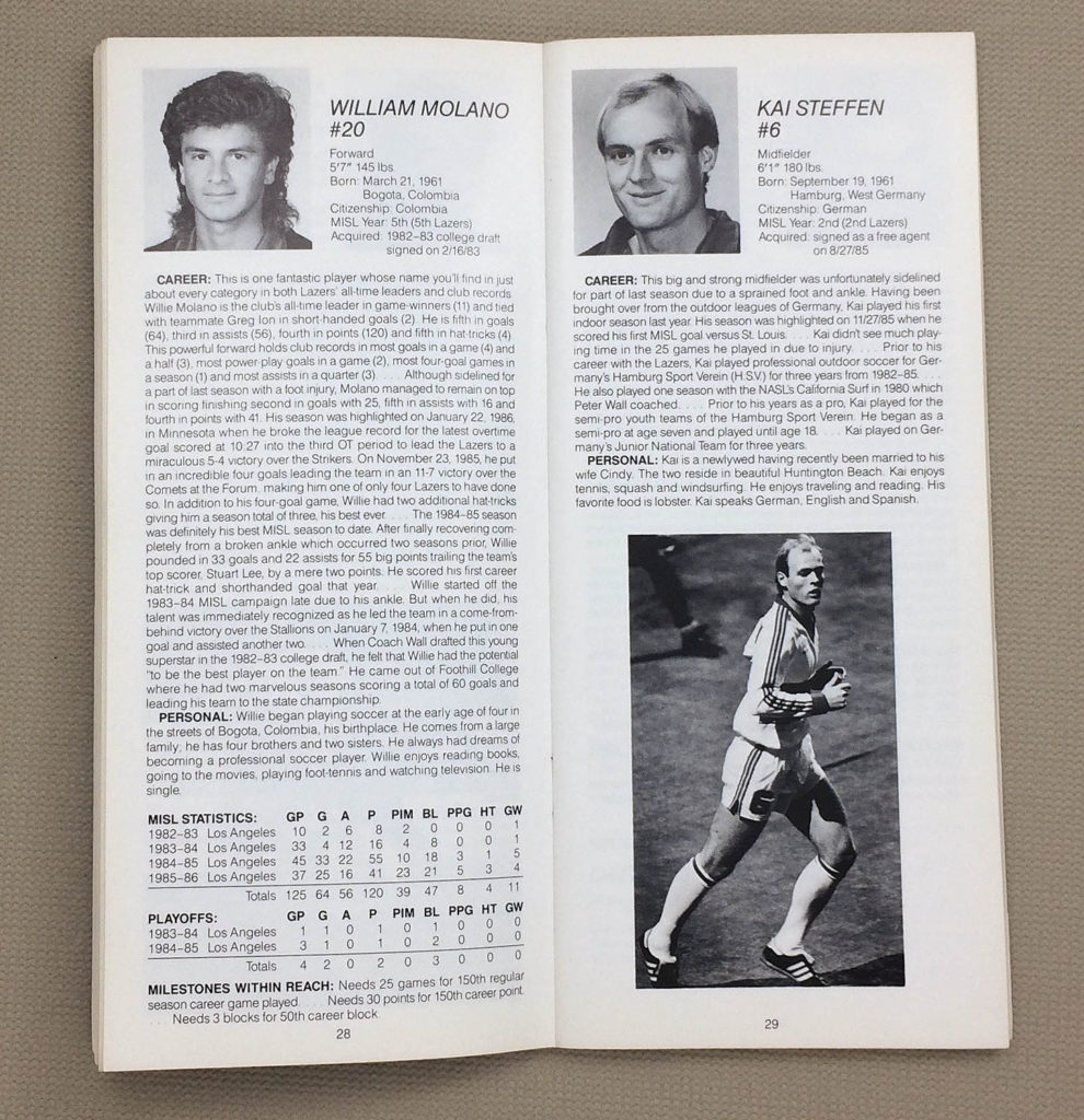Misl Los Angeles Lazers 1986-87 MISL Media Guide - SportsHistoryCollectibles.com