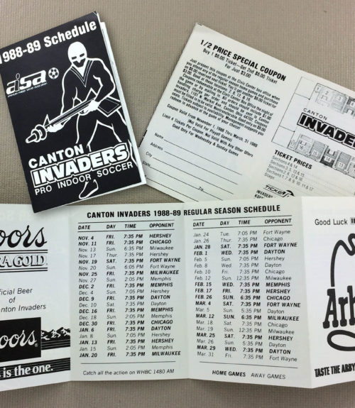 Canton Invaders 1988-89 Schedule