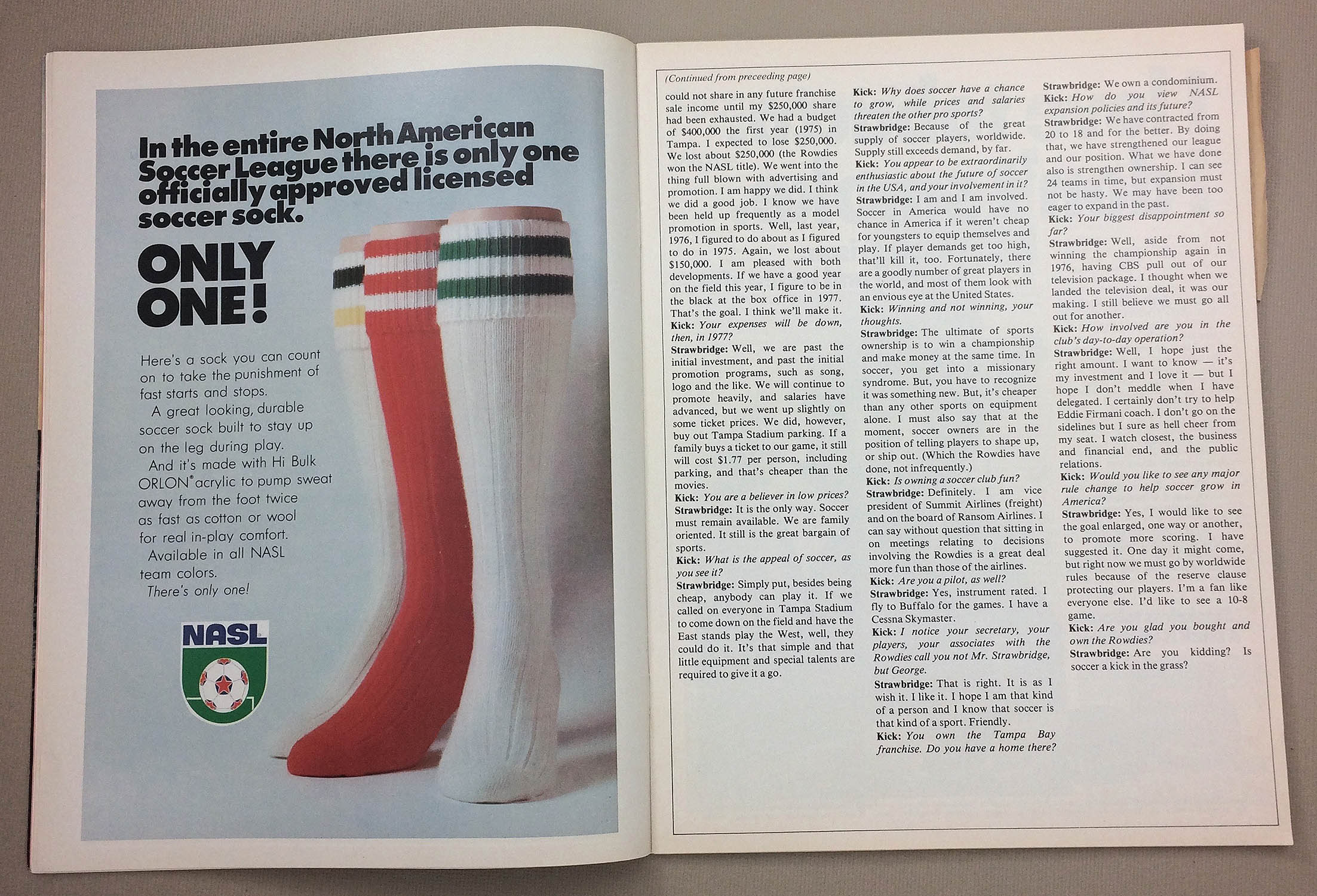 Los Angeles Aztecs vs Chelsea 1977 Program