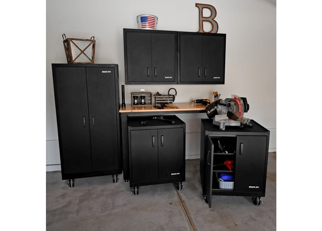 Tall Freestanding Garage Cabinet with 4 Shelves - Black - Thumbnail 5