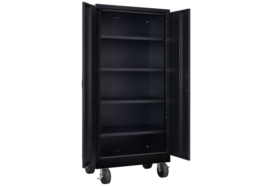 Tall Freestanding Garage Cabinet with 4 Shelves - Black - Thumbnail 3