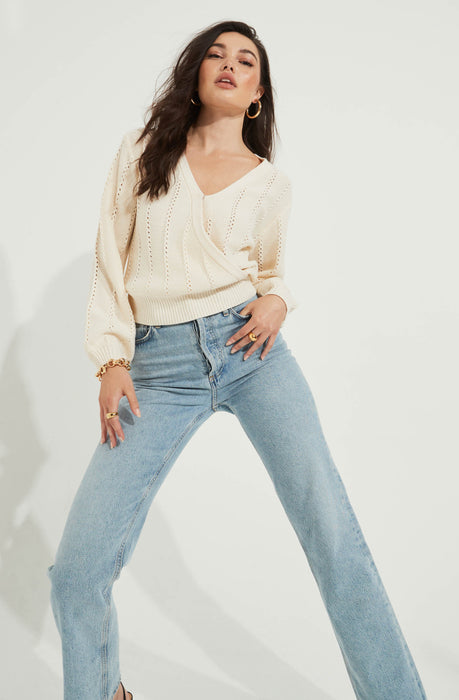 Wrap Front Pointelle Sweater – ASTR The 