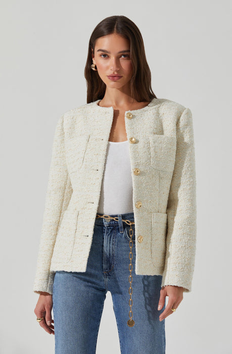 Sarae Collarless Tweed Jacket - ASTR the Label