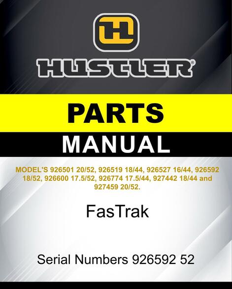 Hustler FasTrak SN 926592 52 parts manual | Hustler Lawnmower Parts