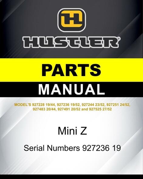 Hustler Mini Z SN 927236 19 parts manual | Hustler Lawnmower