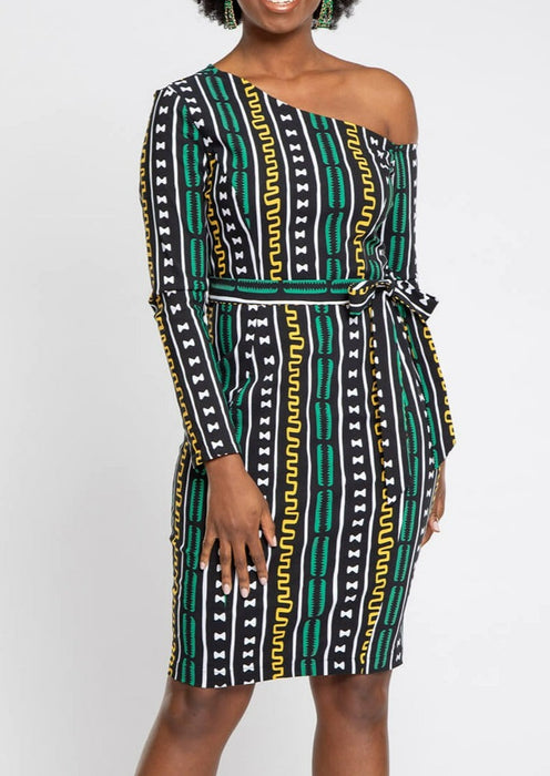 african print stretch dress