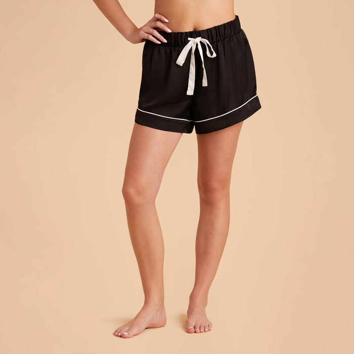 Jonny Black Satin Pajama Shorts | Birdy Grey