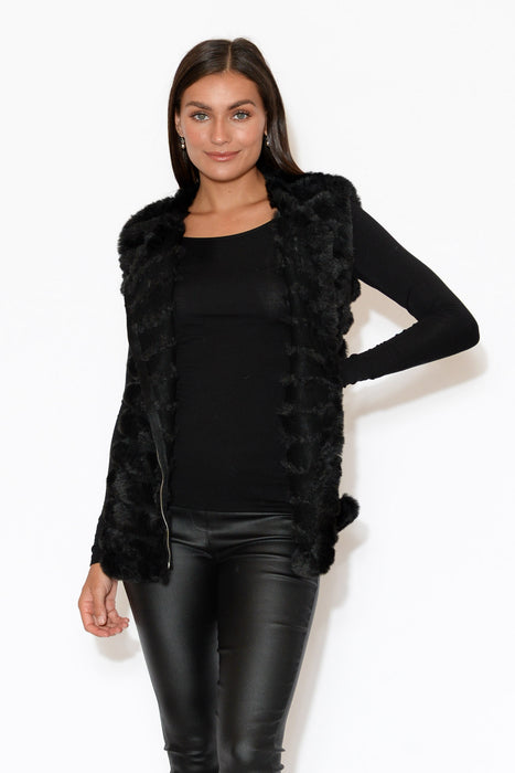 fur long vest