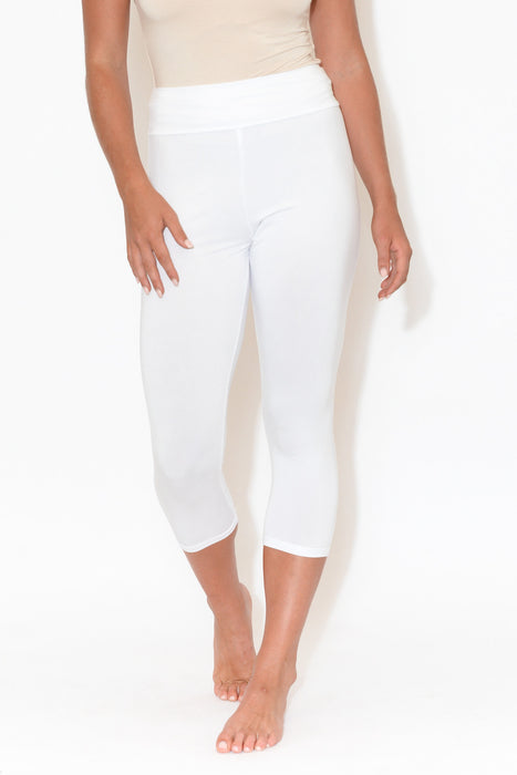 Hannah White Bamboo Leggings – Blue 