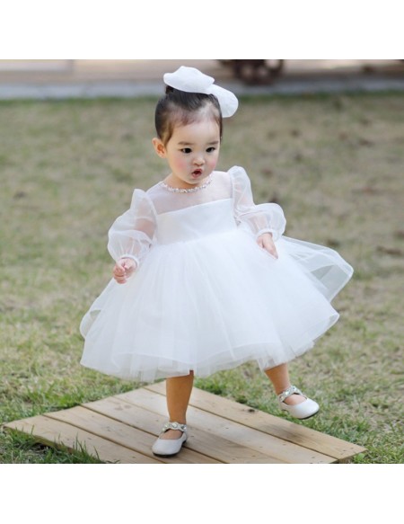 white tutu flower girl dress