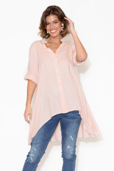 Lauren Blush Linen Blend Tunic Top 