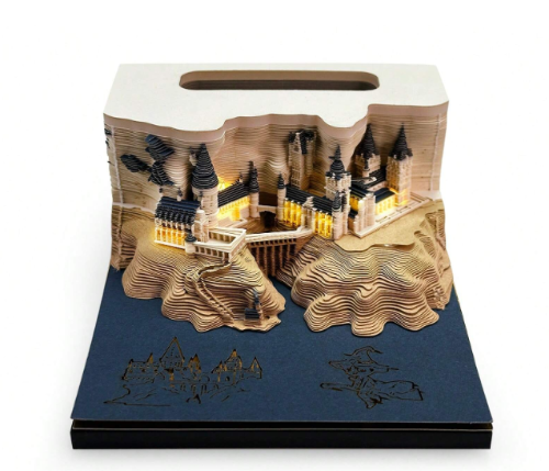 3D Note notas de papel con castillo