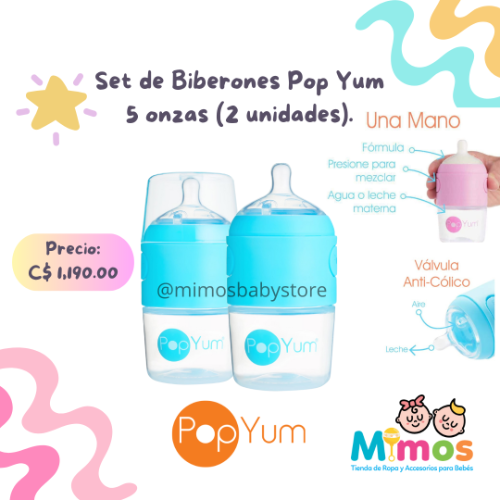 Set de Biberones Pop Yum 5 onzas Celeste