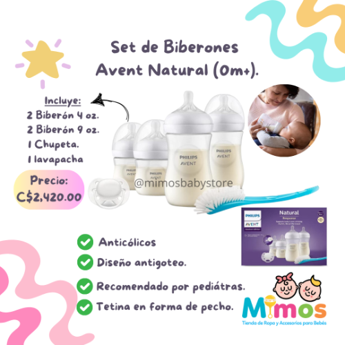 Set de Biberones con chupeta y Lavapachas