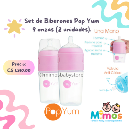 Set de Biberones Pop Yum 9 onzas Rosa