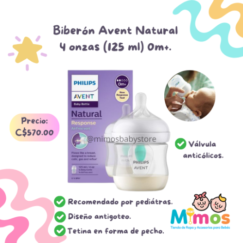 Biberón avent 4 onzas con vávula