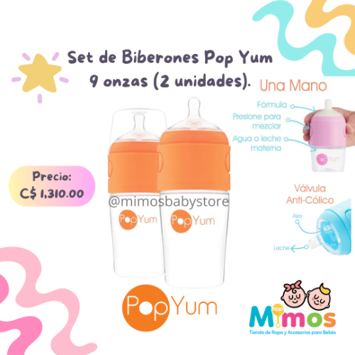 Set de Biberones Pop Yum 9 onzas Naranja