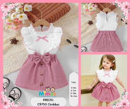 Conjunto de niña falda corduroy y blusa