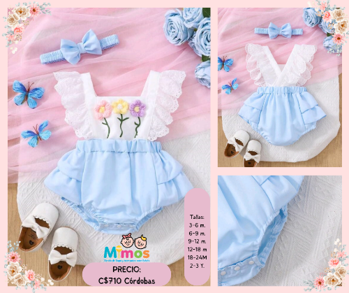 Jumpsuit Celeste con blanco y flores