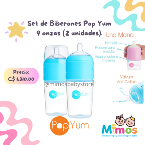 Set de Biberones Pop Yum 9 onzas Celeste